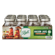 Glass Mason Jar With Lid & Band, Regular Mouth, 16 oz, 12 Count