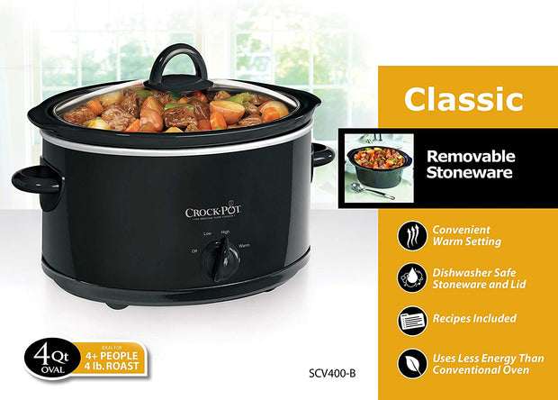 Crock-Pot 3.5-Quart Casserole Crock Manual Slow Cooker Black and
